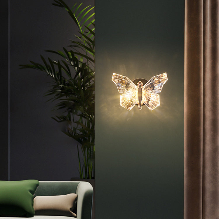 Zeitgenössische kreative Schmetterling Hardware Aluminium Acryl LED Wandleuchte Lampe für Wohnzimmer 