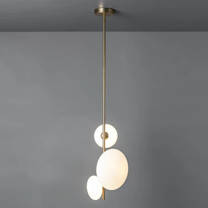 Modern Minimalist Brass Glass Ball 3-Light Chandelier