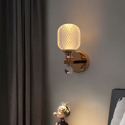 Modern Luxury Cylindrical Hardware Acrylic 1-Light Wall Sconce Lamp