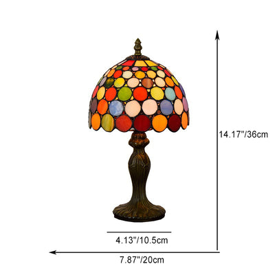 Lámpara de mesa de 1 luz de vidrio de aluminio con cúpula tradicional Tiffany para sala de estar 