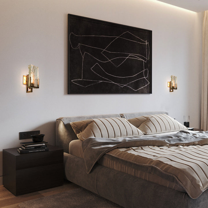 Applique murale moderne minimaliste en cristal linéaire à 1 lumière en fer pour chambre 