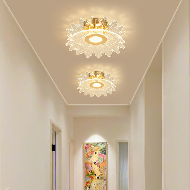 Moderne minimalistische Blumen-Metall-Acryl-LED-Halbeinbau-Deckenleuchte für Schlafzimmer 