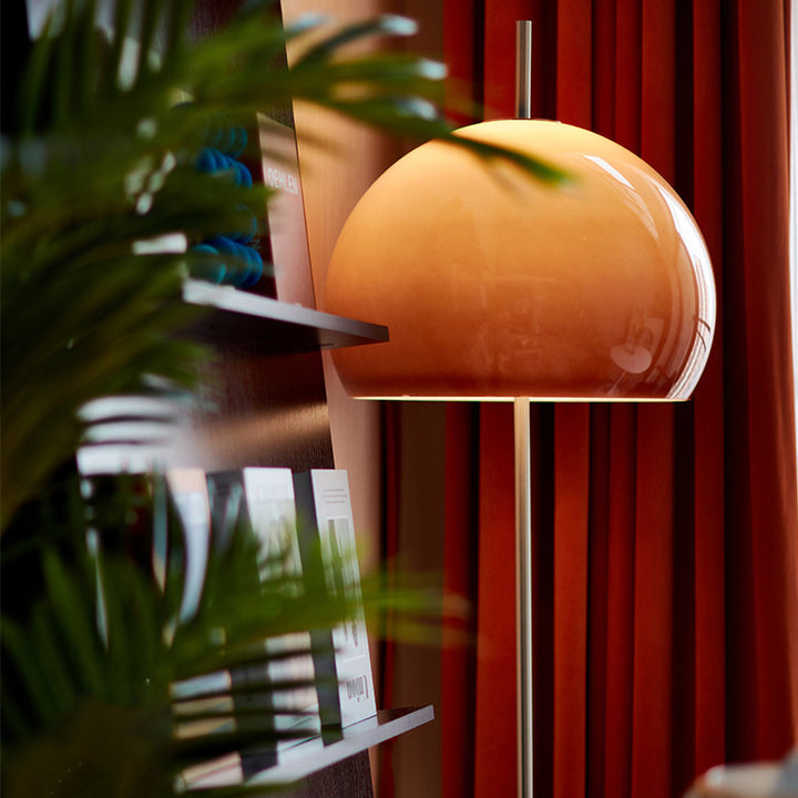 Lampe de sol contemporaine rétro en verre avec matériel en forme de champignon à 2 lumières pour salon 