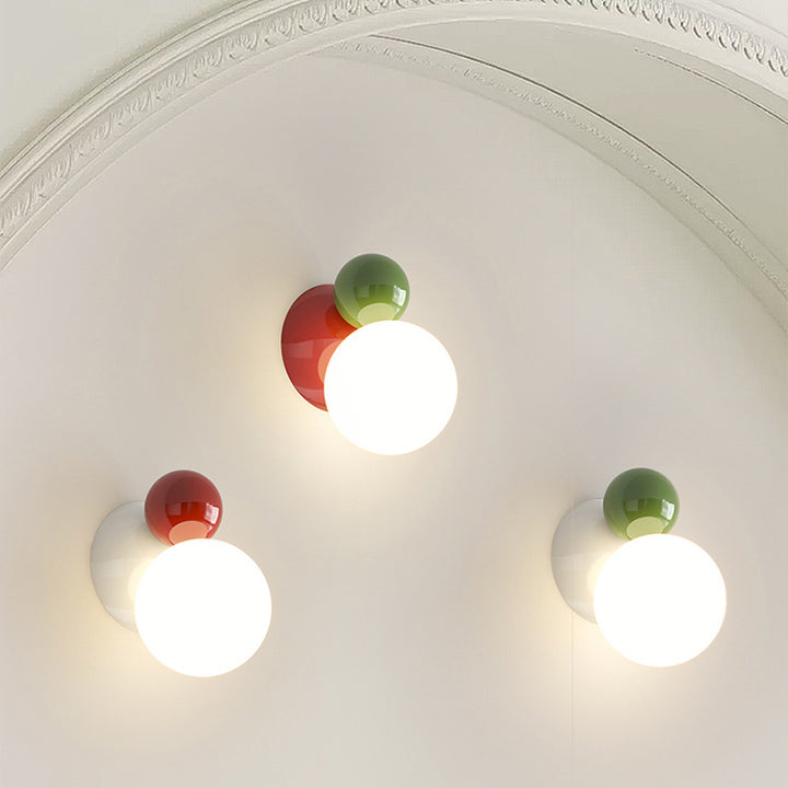 Modern Minimalist Round Ball Half Circle Base Iron Plastic 1-Light Wall Sconce Lamp For Bedroom