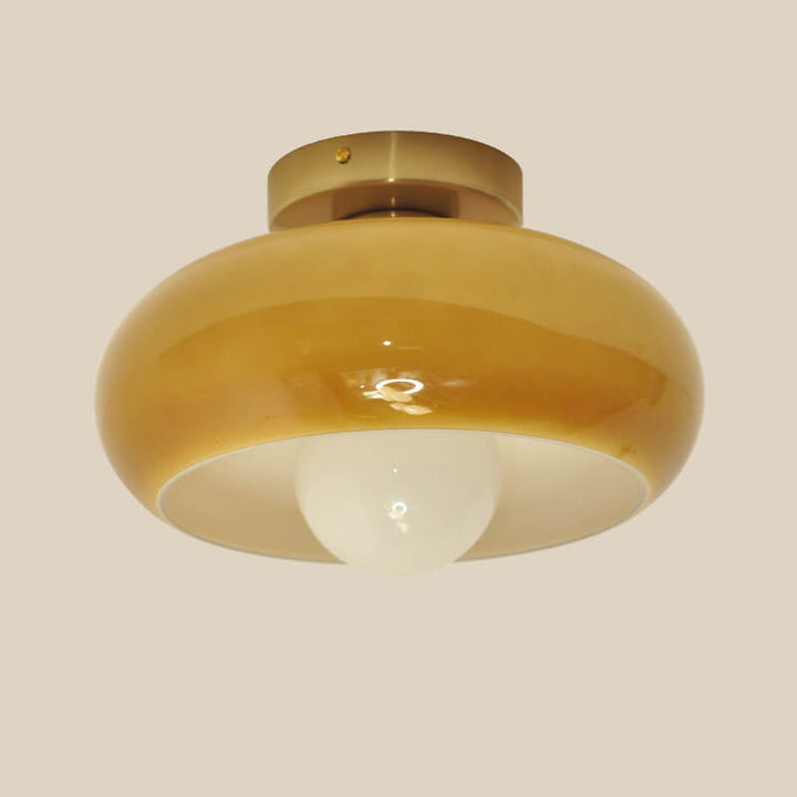 Modern Minimalist Iron Round 1-Light Semi-Flush Mount Ceiling Light
