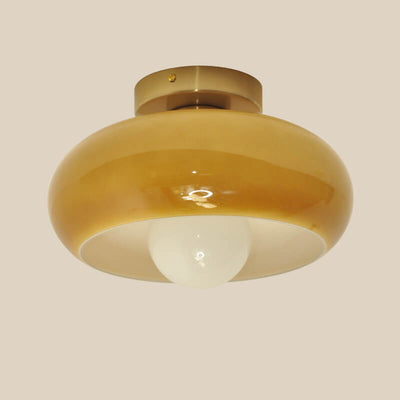 Modern Minimalist Iron Round 1-Light Semi-Flush Mount Ceiling Light