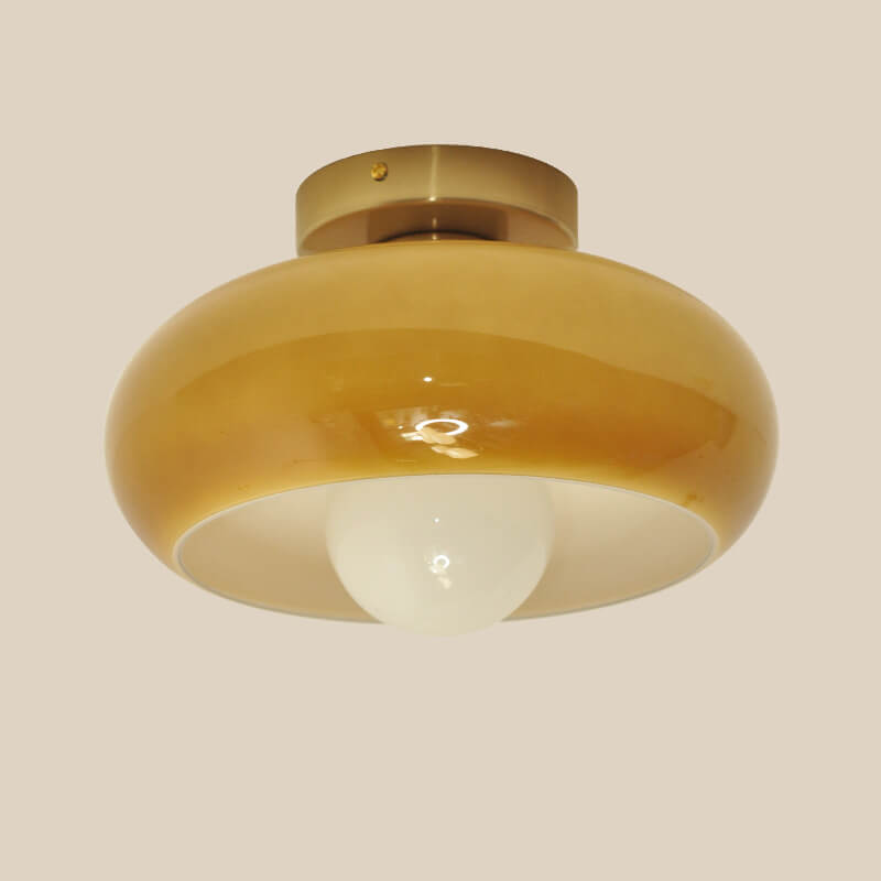 Modern Minimalist Iron Round 1-Light Semi-Flush Mount Ceiling Light