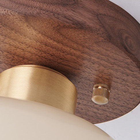Modern Minimalist Bellflower Walnut Resin 1-Light Semi-Flush Mount Ceiling Light
