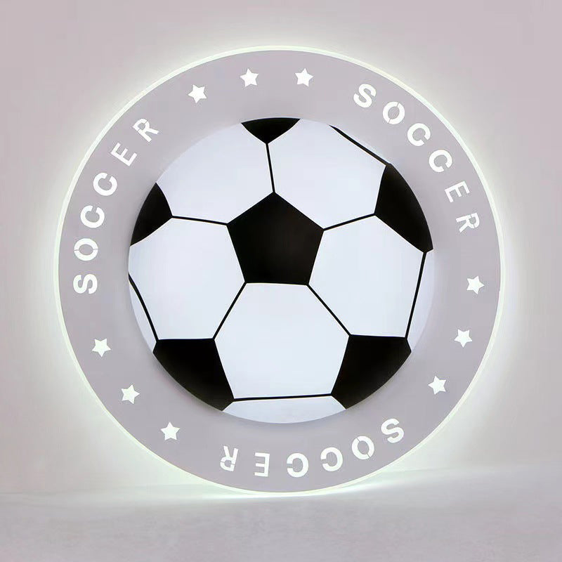 Boule de football Art Déco moderne Plafonnier LED en acrylique rond et fer pour salon 