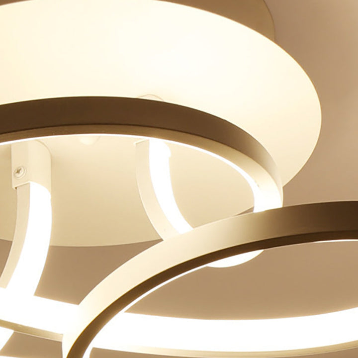 Plafonnier LED semi-encastré en aluminium et acrylique à bande irrégulière moderne et transitoire pour salon 