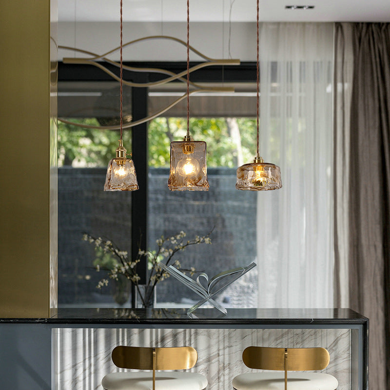 Vintage Amber Glas 1-Licht Pendelleuchte 