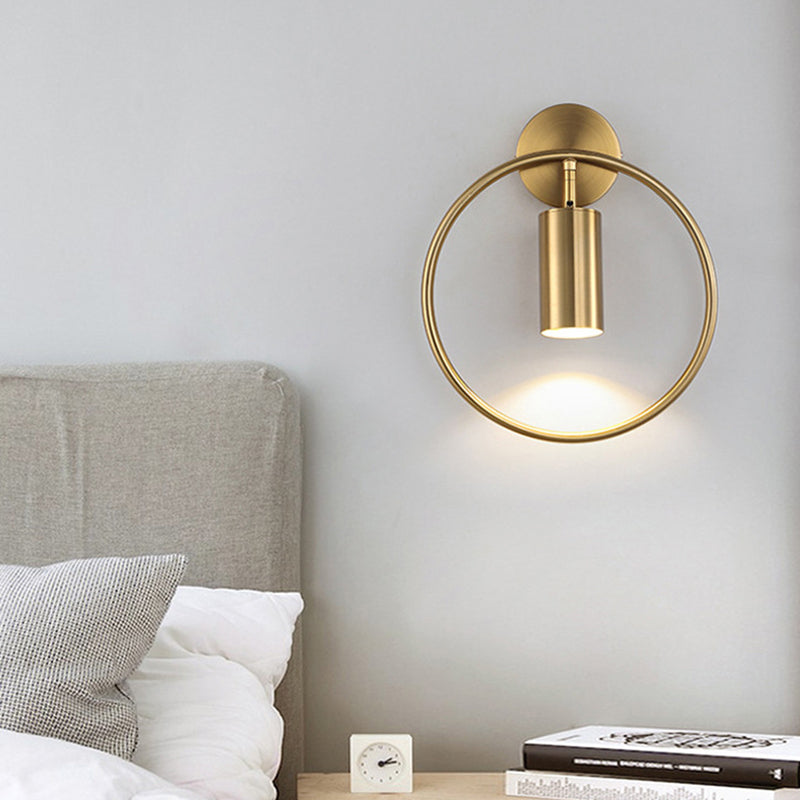 Applique murale moderne simplicité en fer cercle cylindre 1 lumière pour chevet 