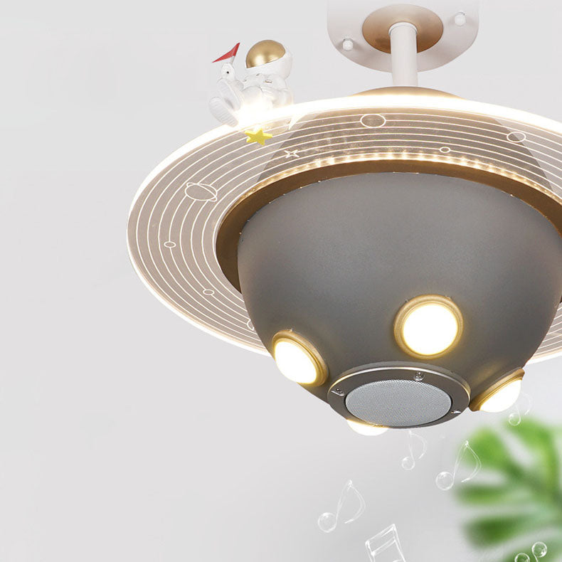 Lustre semi-encastré à LED pour chambre à coucher avec astronaute en résine acrylique métal contemporain créatif pour enfants et planète spatiale 