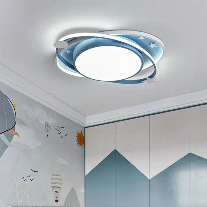 Moderno Arte Deco Noche Estrellada Redondo Ovalado Acrílico Aluminio LED Luz de Techo Empotrada Para Dormitorio 