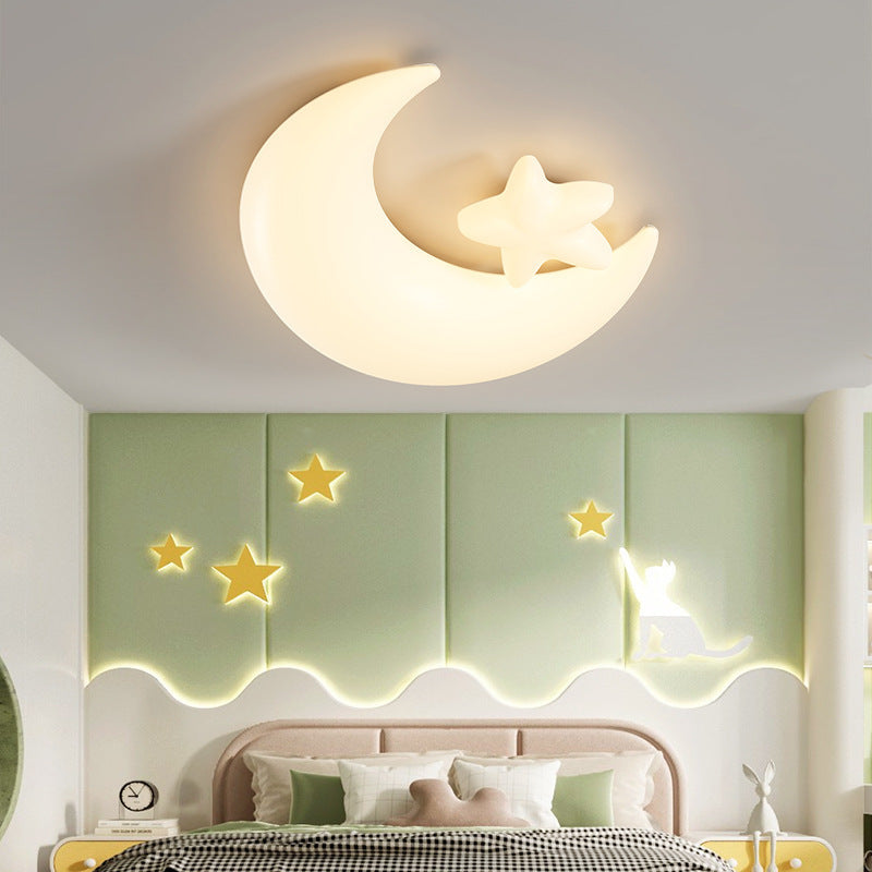 Moderne Art Deco Mond geformt Eisen Acryl LED Unterputz Deckenleuchte für Schlafzimmer 