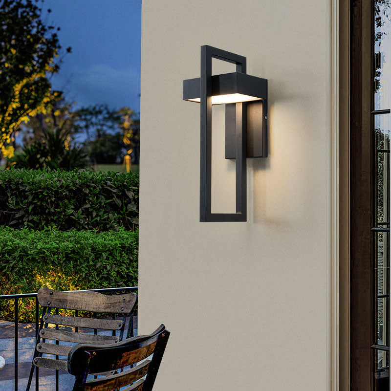 Lámpara Aplique de Pared LED de Acero Inoxidable Rectangular Minimalista Moderna Para Patio Exterior 