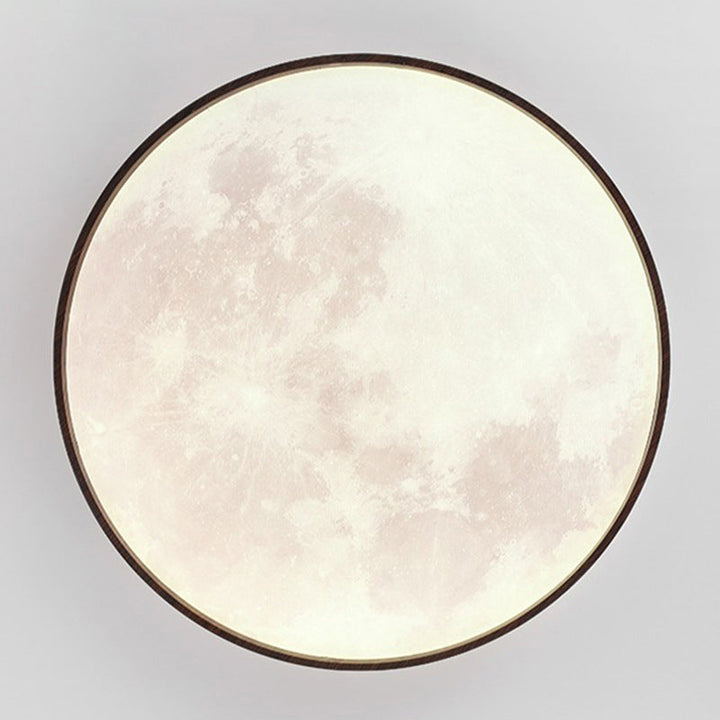 Zeitgenössische skandinavische Eisen-Plastikrunde Mond-LED-Unterputz-Deckenleuchte für Wohnzimmer 