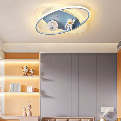 Children Creative Cartoon Astronaut Moon Acrylic LED Kids Flush Mount Ceiling Light