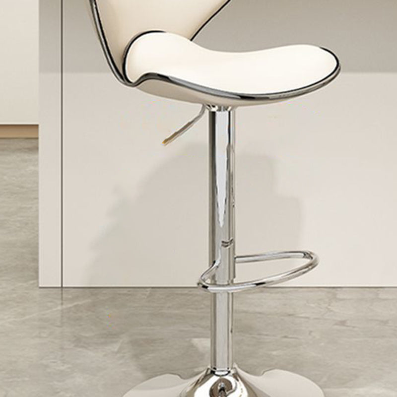 Moderner minimalistischer Kurven-Dreieck-Rund-Napa-Leder-Metall-Barhocker mit Rückenlehne ohne Armlehnen für das Esszimmer 