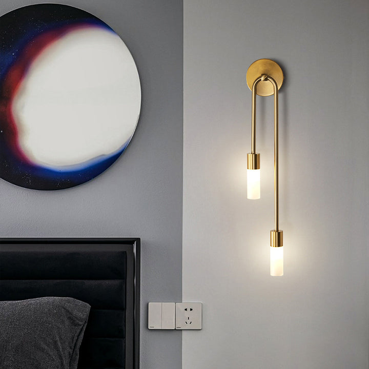 Applique Murale Moderne Minimaliste Cylindrique en Fer et Acrylique à 2 Lumières Pour Chambre 