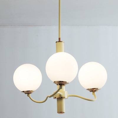 Moderner Mid-Century runder Kronleuchter aus Eisenglas mit 3/5/8 Lichtern für Schlafzimmer 
