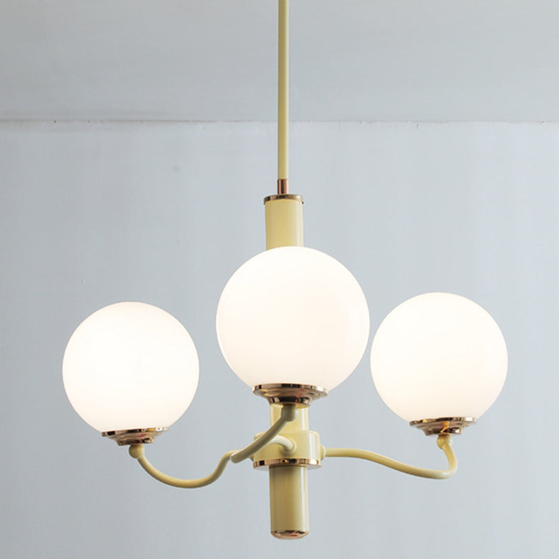 Moderner Mid-Century runder Kronleuchter aus Eisenglas mit 3/5/8 Lichtern für Schlafzimmer 