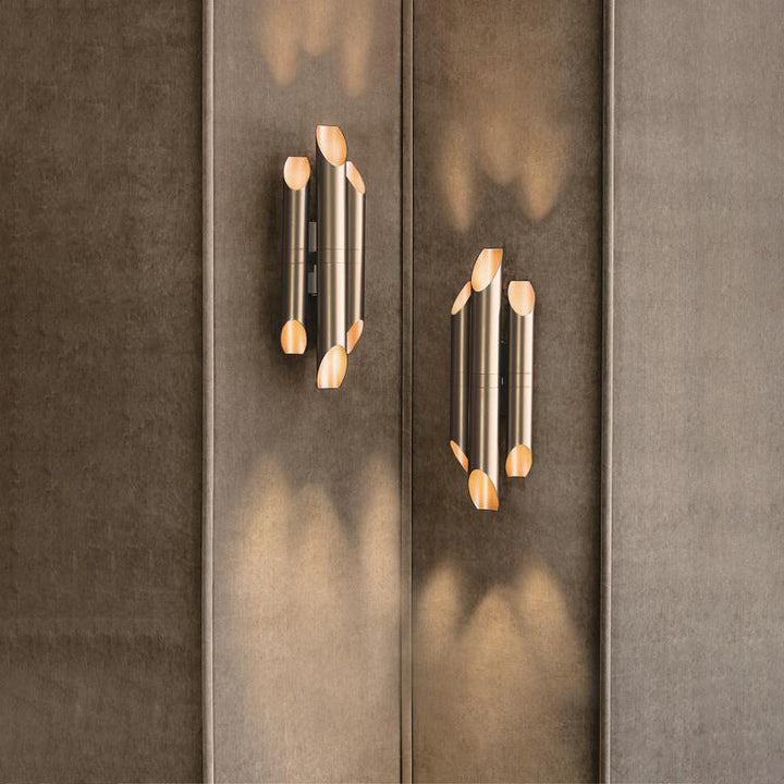 Lámpara Aplique de Pared de 3 Luces con Pantalla Cilíndrica de Hierro de Lujo Moderno para Sala de Estar 