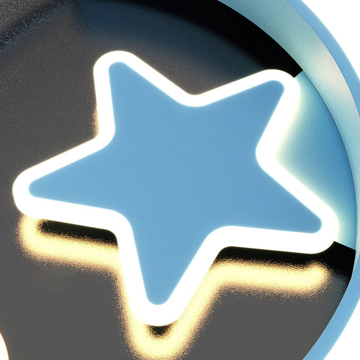Zeitgenössische kreative Mond-Stern-Eisen-Acryl-LED-Deckenleuchte für das Schlafzimmer 