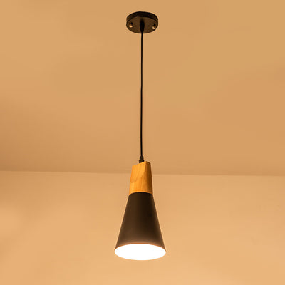 Moderne Einfachheit Kegel Massivholz Aluminium 1-Licht Pendelleuchte für Wohnzimmer 
