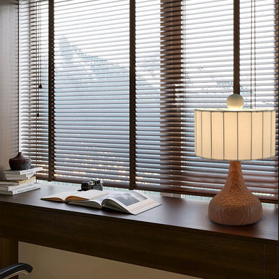 Traditionelle japanische Säule Stoff Harz 1-Licht Tischlampe für Wohnzimmer 