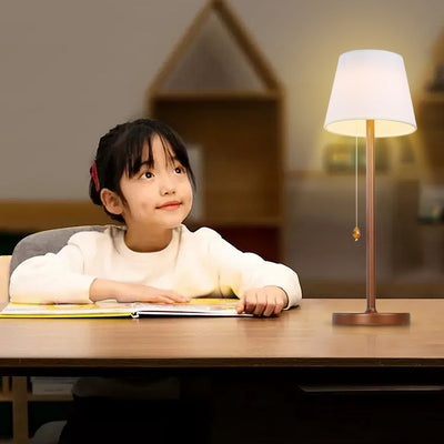 Modern Simplicity Fabric Aluminum Plastic Silica Cylinder LED Rechargeable Table Lamp For Bedside