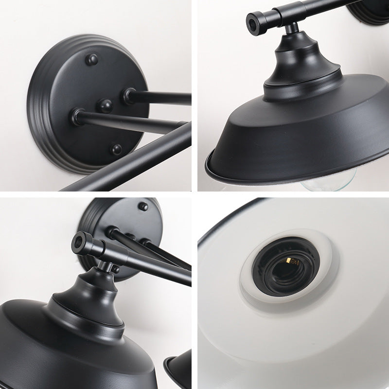 Zeitgenössische industrielle runde Eisen 2/3 Licht Wandleuchte Lampe für Badezimmer 