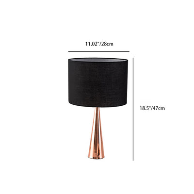 Lampe de table contemporaine scandinave à base conique en tissu noir 1 lumière pour bureau 