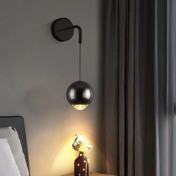 مصباح حائط LED كروي حديث بسيط من الألومنيوم والزجاج لغرفة النوم 