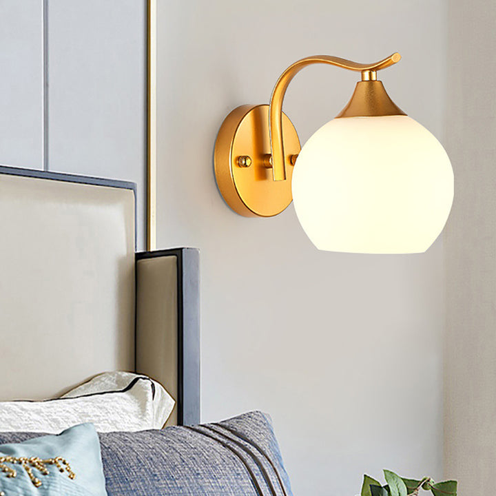 Lámpara de Aplique de Pared de Simplicidad Moderna de Hierro y Vidrio con 1/2 Luces para la Mesita de Noche 
