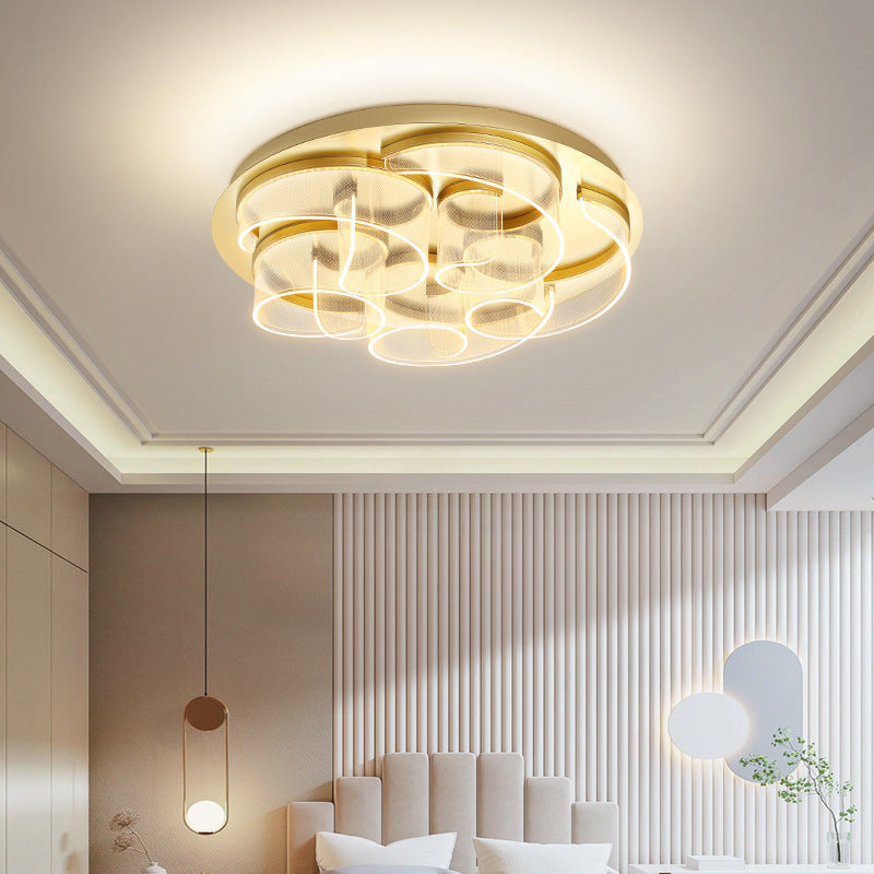 مصباح سقف LED بتصميم دائري مموج من الفولاذ المقاوم للصدأ الأكريليك الفاخر الحديث لغرفة المعيشة 