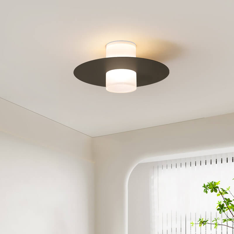 Moderne Minimalistische Zylindrische Scheibe Eisen Acryl LED Deckenleuchte zur Halbmontage 