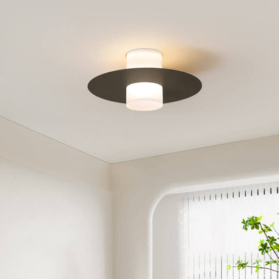 Modern Minimalist Cylindrical Disc Iron Acrylic LED Semi-Flush Mount Ceiling Light