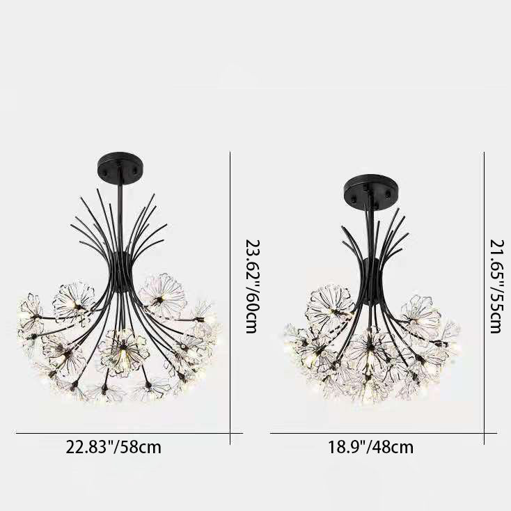 Modern Transitional Crystal Dandelion Branches 13/19 Light Chandelier For Dining Room