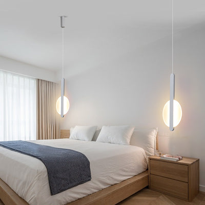 Lámpara colgante LED semicircular redonda de hierro acrílico de simplicidad moderna para mesita de noche 