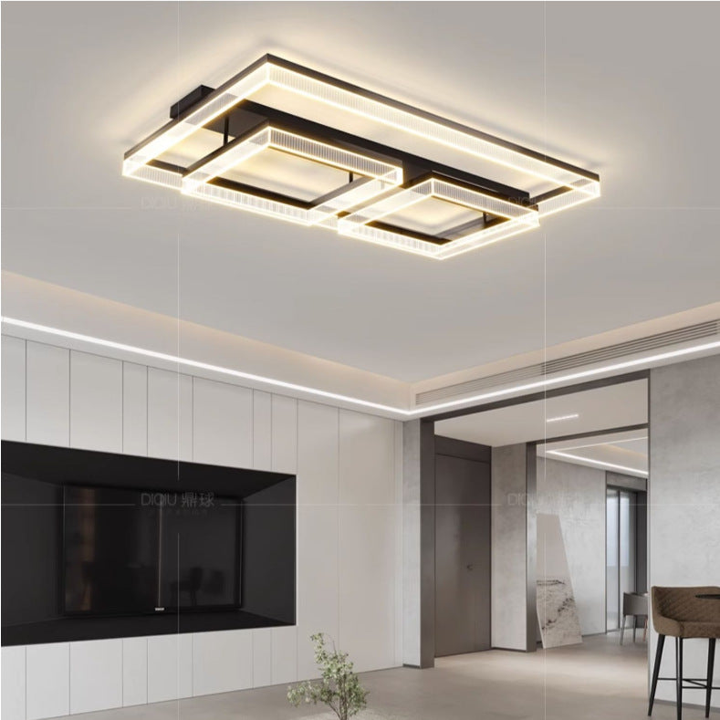Moderne minimalistische Aluminium Eisen Acryl quadratische rechteckige LED Unterputz Deckenleuchte für Wohnzimmer 