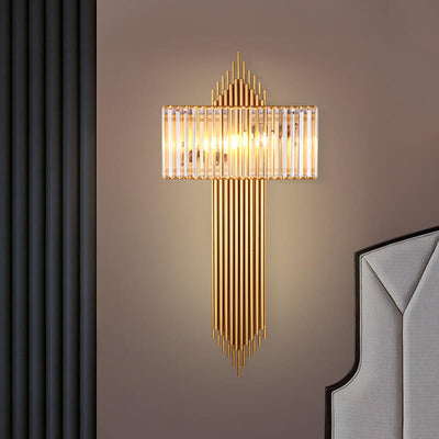 Applique Murale Moderne en Cristal Simple de Luxe Léger Carré à 2 Lumières 
