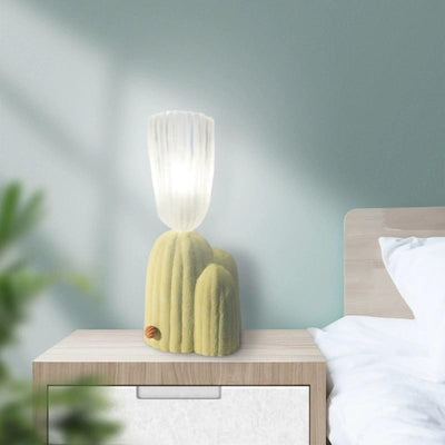 Zeitgenössische kreative Kaktus Harz Glas 1-Licht Tischlampe für Wohnzimmer 
