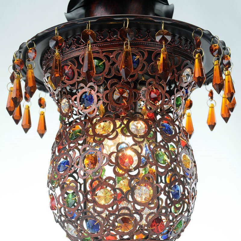 Modern Creative Wrought Iron Colored Crystal 1-Light Pendant Light