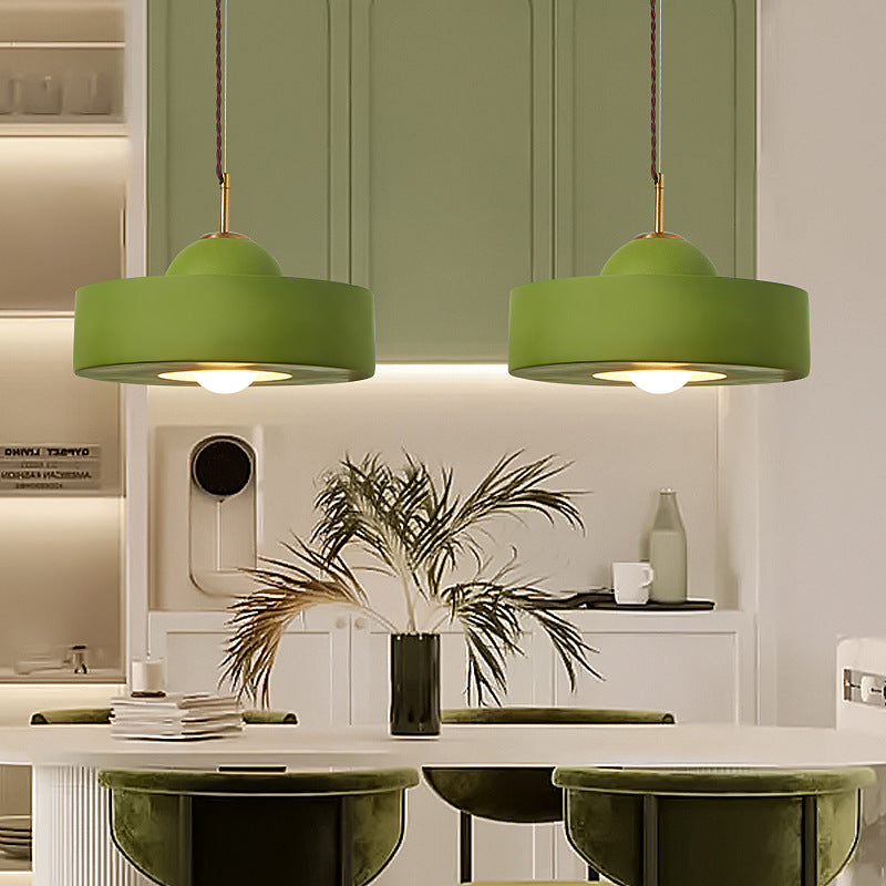 Moderne minimalistische Zylinder Harz Eisen 1-Licht Pendelleuchte für Wohnzimmer 