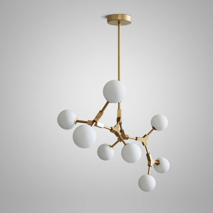 Contemporary Scandinavian Branches Magic Bean Orb Glass Iron 6/8 Light Chandelier For Bedroom