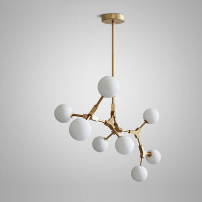Contemporary Scandinavian Branches Magic Bean Orb Glass Iron 6/8 Light Chandelier For Bedroom