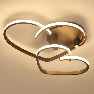 Zeitgenössische kreative Herzform Acryl Streifen Eisen LED Semi-Flush Mount Deckenleuchte für Wohnzimmer 