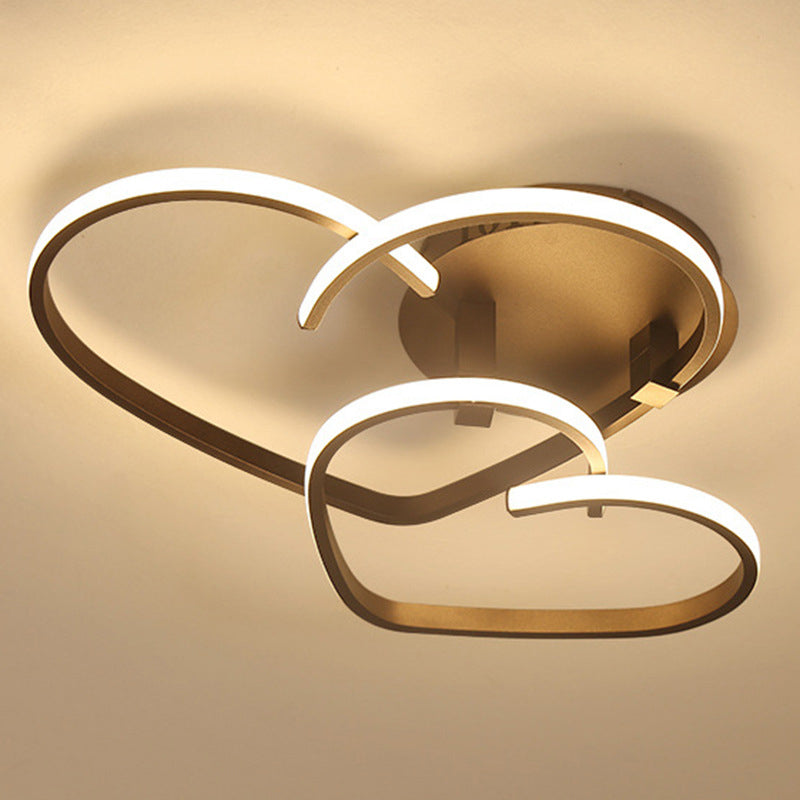 Zeitgenössische kreative Herzform Acryl Streifen Eisen LED Semi-Flush Mount Deckenleuchte für Wohnzimmer 