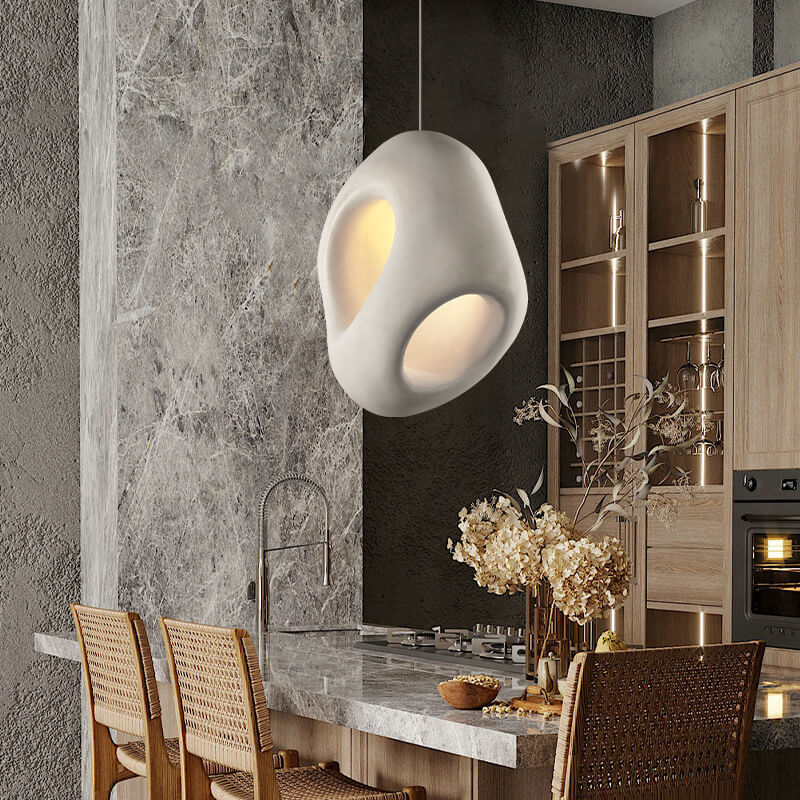 Lámpara colgante de 1 luz de escultura de poliestireno con forma especial creativa minimalista japonesa 